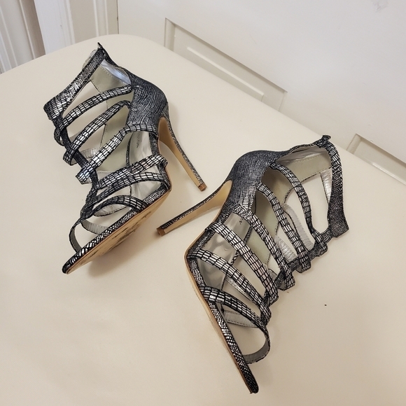 Kate Preston Caged Silver Metallic Stilleto  size 9.5M - Picture 8 of 10